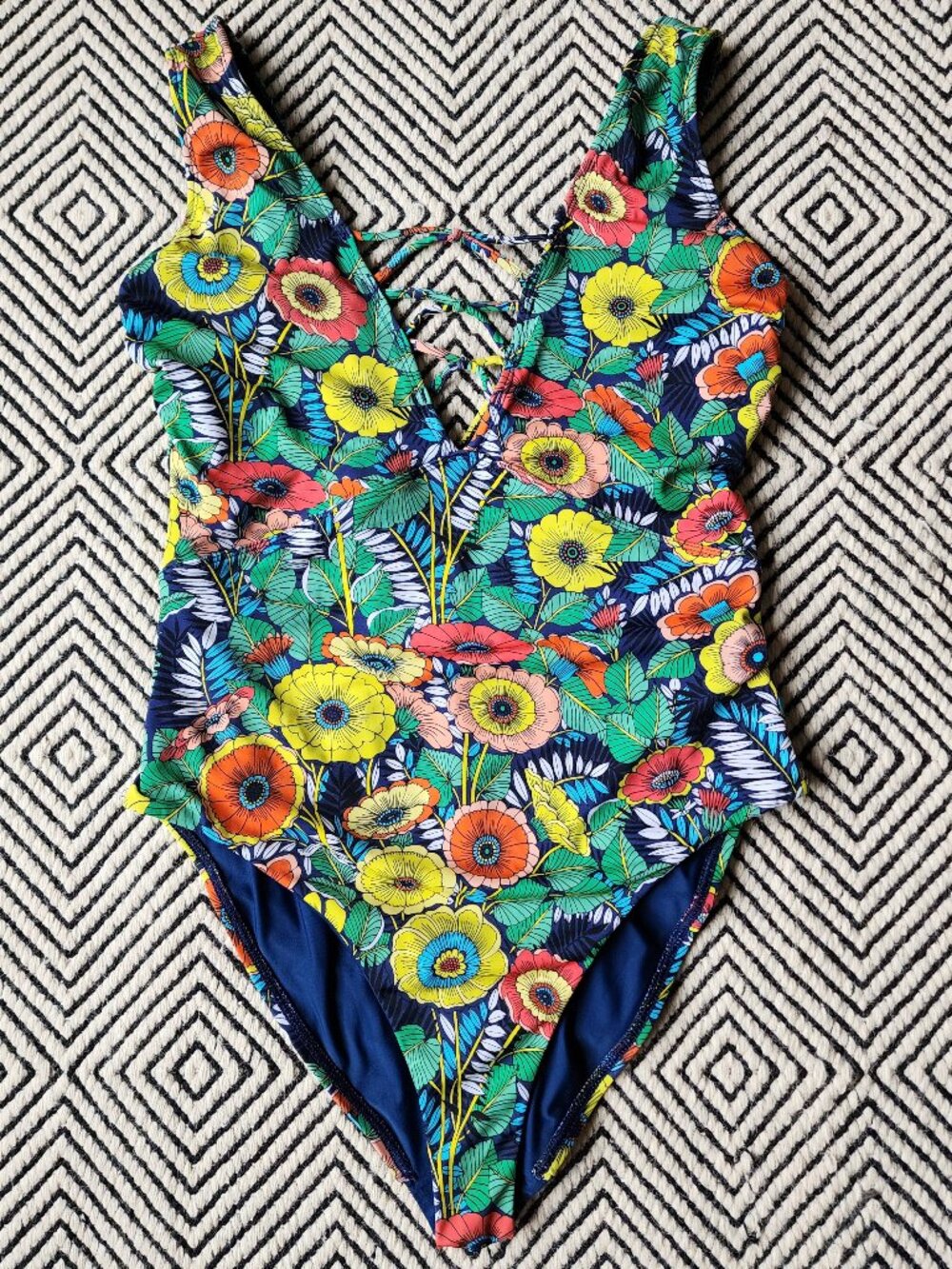 LOFT Beach Garden Lace Up One Piece Swimsuit